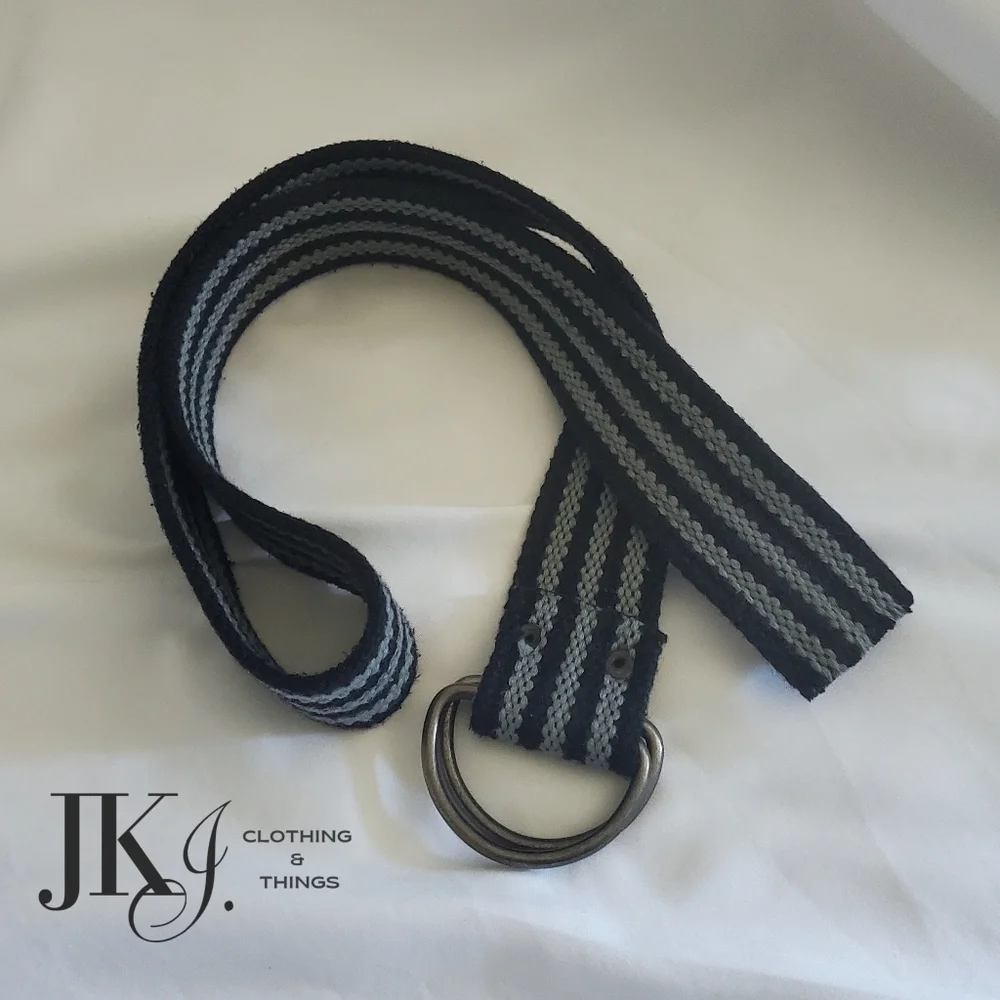 Youth/Boys Belt Dark Blue-Gray Stripes Braided Belt